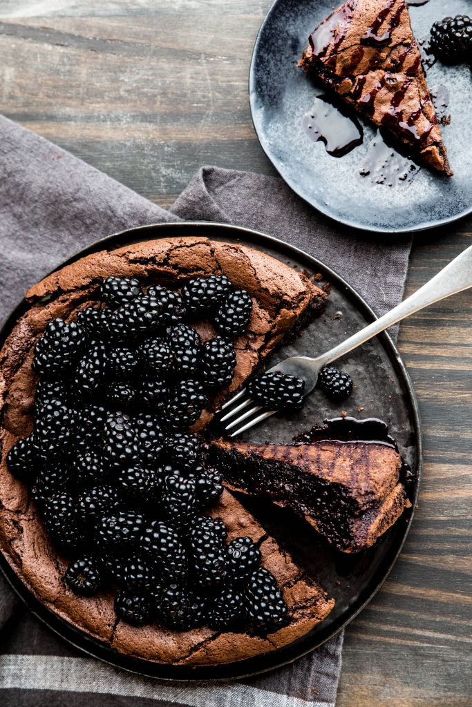 Chocolate Flourless Cake with Brockmans Berry Sauce